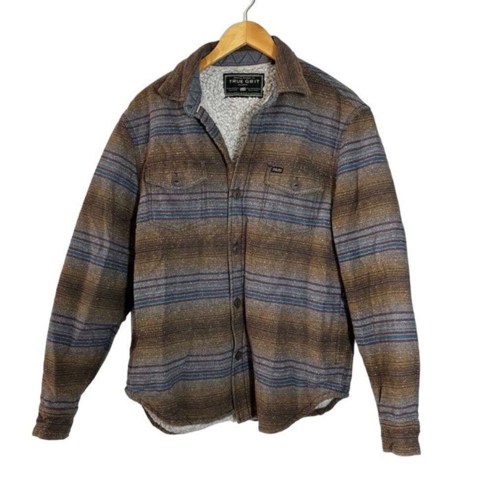 True Grit Brown and Blue Plaid Shirt Jacket